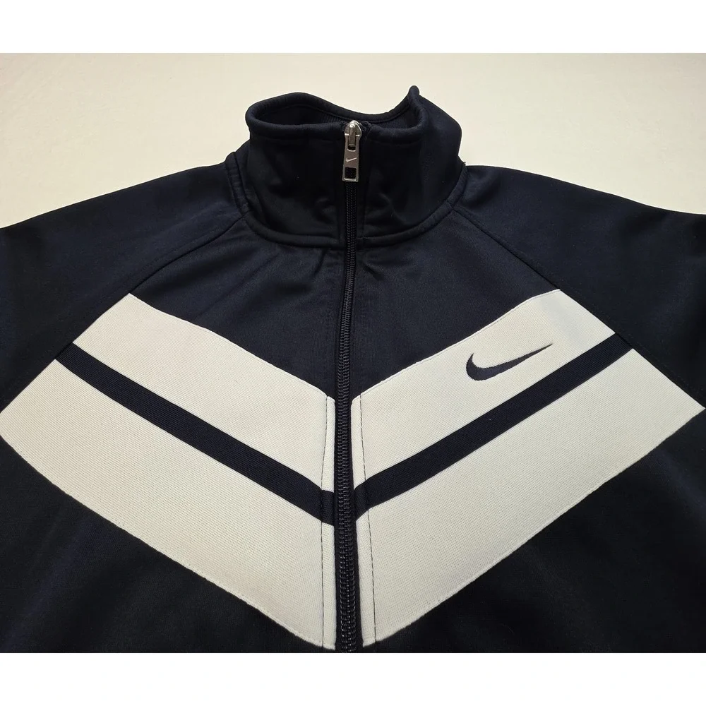Nike Jacket Mens‎ M Blue White Track Pockets Full Zip Long Sleeve Mid Weight